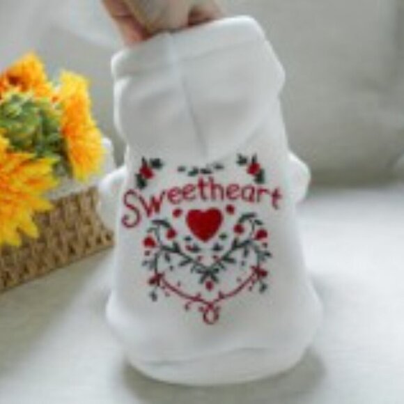 "Sweetheart" Dog Hoodie - Cozy Pet Sweatshirt with Heart & FloraL Design Size S - Picture 5 of 10